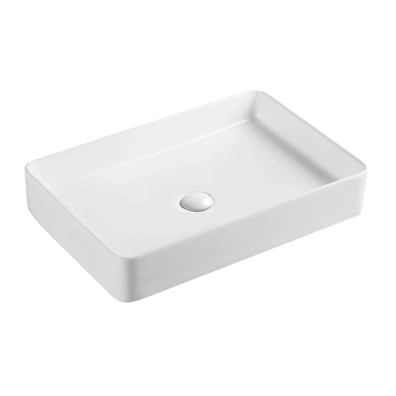 Qtap Tern раковина накладная прямоугольная с донным клапаном 600х340х110mm WHITE