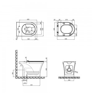 Qtap Presto чаша підлогового унітазаа Rimless 665х345х770 мм (без сидіння та бачка)