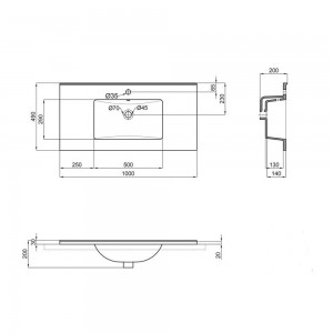 Раковина Qtap Albatross E49 1000х490х200 White без донного клапана QT01119100E49W1