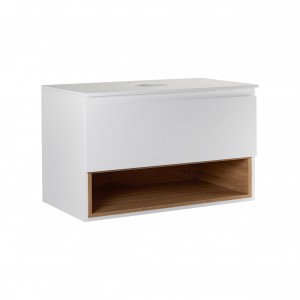 Тумба підвісна Qtap Robin 800х480х470 White/Whitish oak зі стільницею QT1379TPН8001WWO