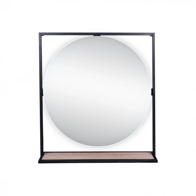 Дзеркало Qtap Taurus 800х850х140 Black/Whitish oak з LED-підсвічуванням QT2478ZP800BWO