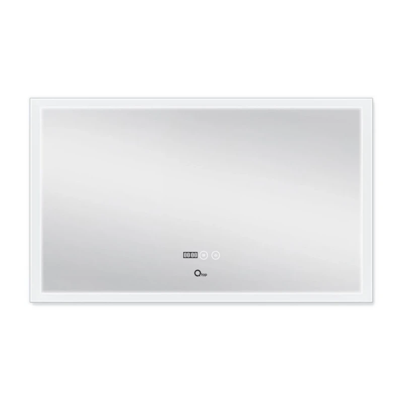 Зеркало Qtap Mideya Classic 1000х600 с LED-подсветкой Touch, с антизапотеванием, с часами, диммером, рег. яркости QT2078F615W