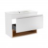 Комплект Qtap Robin 700х580х437 White/Whitish oak тумба підвісна + раковина урізна QT1372TPВ7001WWO