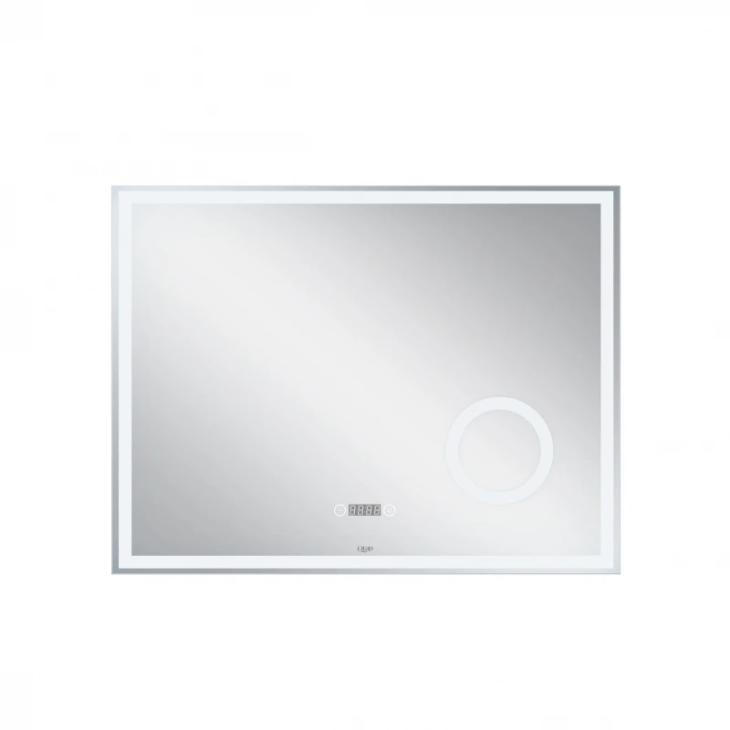 Зеркало Qtap Stork 800х600 с LED-подсветкой Touch, линза, цифровые часы, диммер, рег. яркости QT157814226080W
