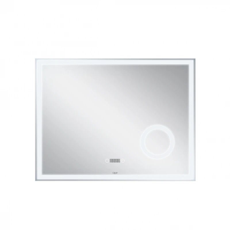 Зеркало Qtap Stork 800х600 с LED-подсветкой Touch, линза, цифровые часы, диммер, рег. яркости QT157814226080W