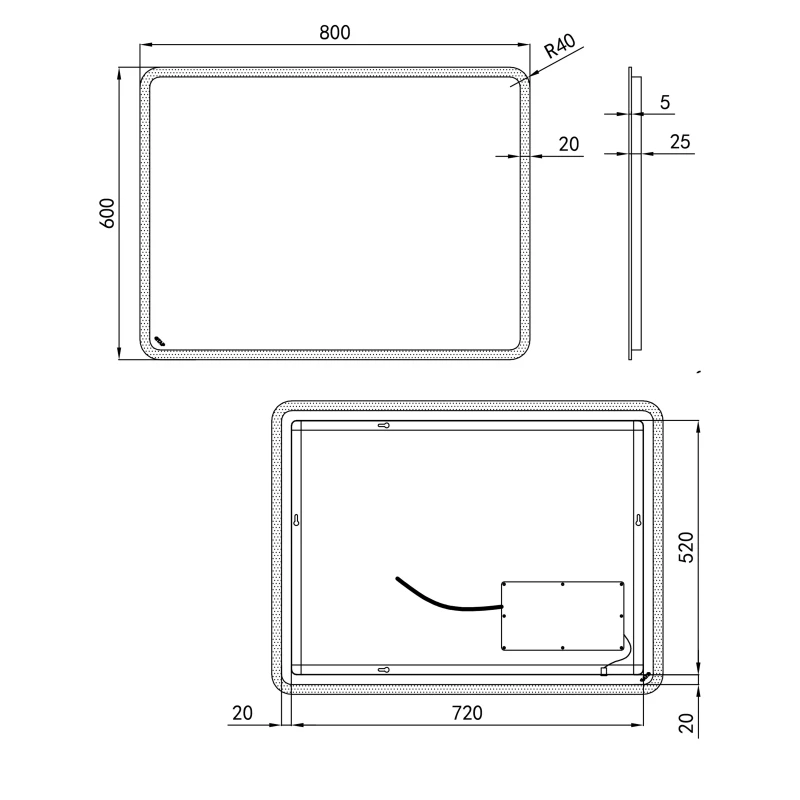 Дзеркало Qtap Tern 600x800 з LED-підсвічуванням, Reverse QT177814276080W