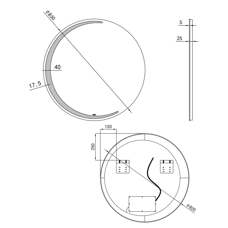 Дзеркало Qtap Robin R830 з LED-підсвічуванням QT13782601W
