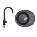 Набір: Кухонна мийка Lidz 620x500/200 BLA-03 (LIDZBLA03620500200) + Lidz Aria Змішувач для кухні 015F BLA