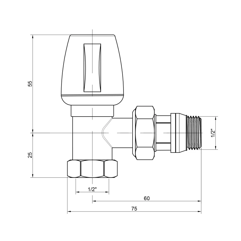 Кран радиаторный Icma 1/2" с антипротечкой угловой №1116