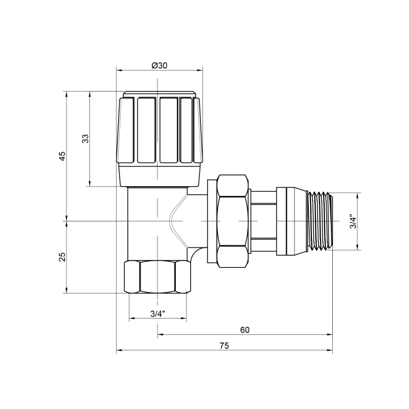Кран радиаторный Icma 3/4" с антипротечкой угловой №951