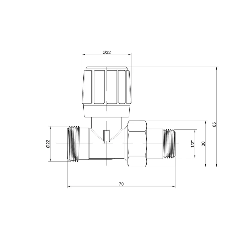 Кран радиаторный Icma 1/2" прямой под фитинг №828