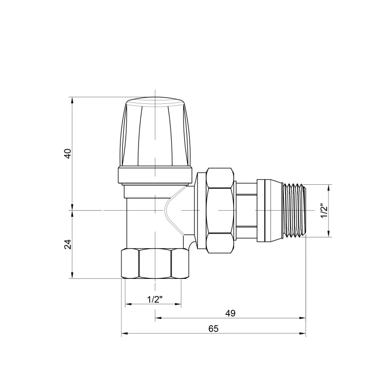 Кран радиаторный Icma 1/2" с антипротечкой угловой без ручки №952