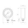 Манометр Icma 1/4" 0-6 бар, нижнє підключення №244