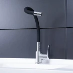 Змішувач для кухні Qtap Linea з гнучким виливом QTLINCRB007F Chrome/Black