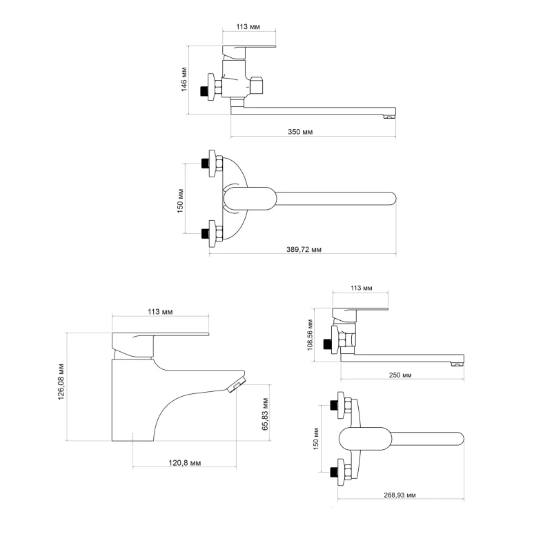 Набор смесителей Lidz Tani (001F1+0052+009)