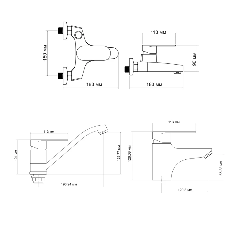 Набор смесителей Lidz Tani (001F1+006+003)