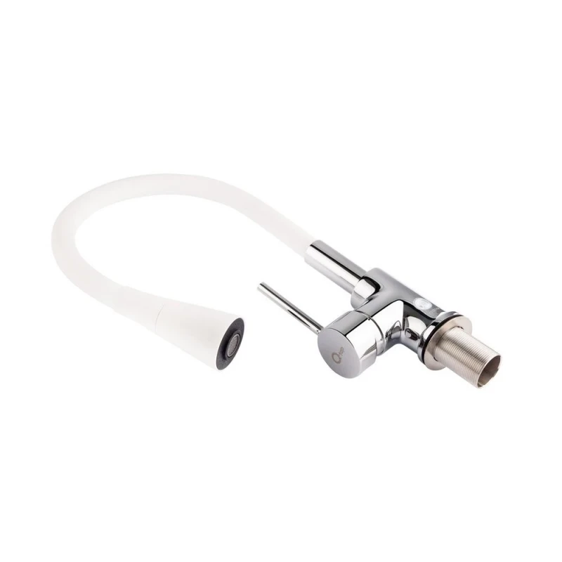 Змішувач для кухні Qtap Spring з гнучким виливом QTSPRCRW007F1 Chrome/White