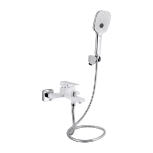 Смеситель для ванны Qtap Gemini (c душевым гарнитуром) QTGEM259CRW45683 Chrome/White