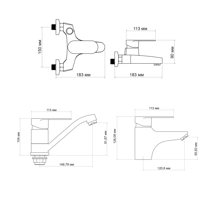 Набор смесителей Lidz Tani (001F1+006+003M)