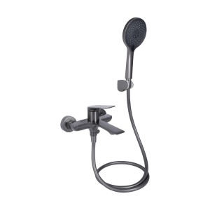 Змішувач для ванни Qtap Vlasta New (з душовим гарнітуром) QTVLA259GMB45643 Gunmetal Black PVD