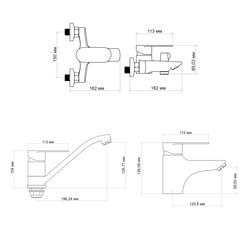 Набор смесителей Lidz Tani (001F1+0061+003)
