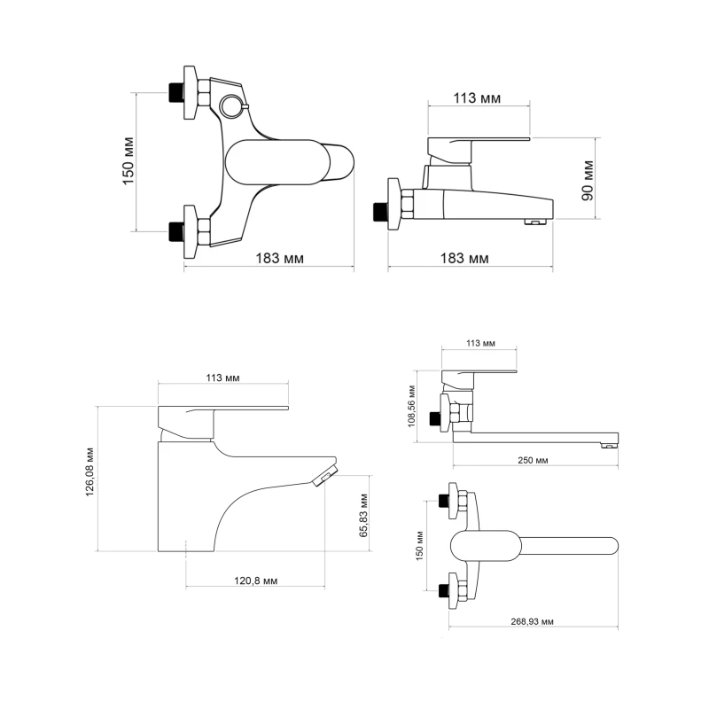 Набор смесителей Lidz Tani (001F1+006+009)
