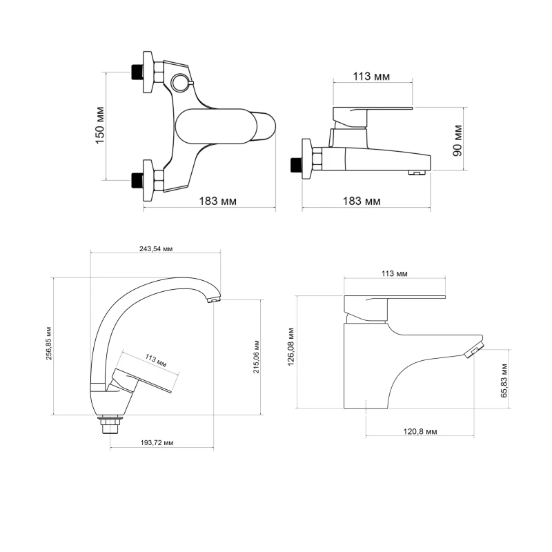 Набор смесителей Lidz Tani (001F1+006+008F)