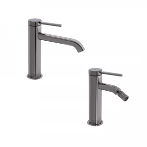 Комплект для умивальника+біде Qtap Robin Black Chrome: Змішувач для раковини QTROB1060M102K + Змішувач для біде QTROB2060102K