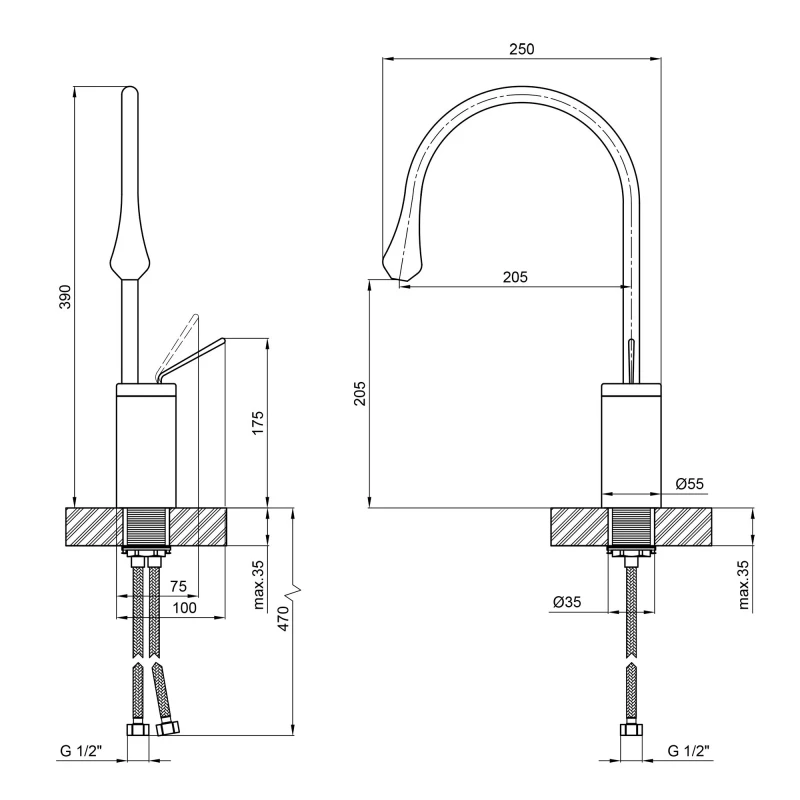 Змішувач для раковини Qtap Virgo з поворотним виливом високий QTVIR1066H103B Black Matt