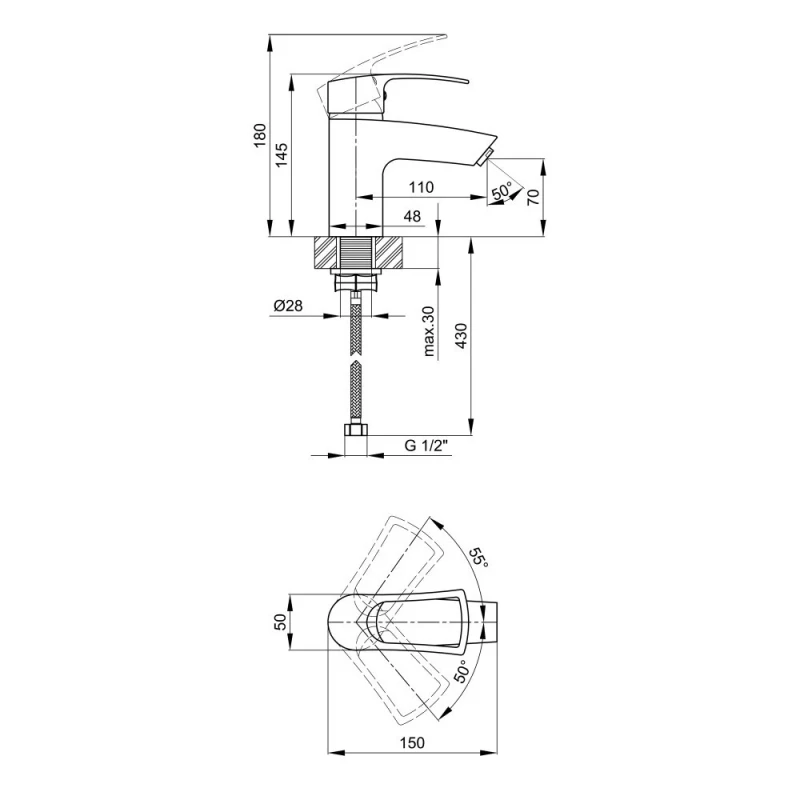 Змішувач для раковини Lidz Agata 001F (k40) LDAGA001FCRM35491 Chrome