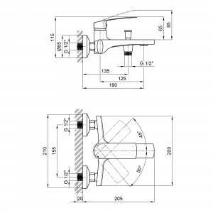 Змішувач для ванни Qtap Kralovice QTKRL3029103DC Chrome