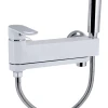 Смеситель для ванны Qtap Jay с поворотным изливом (c душевым гарнитуром) QTJAY260CRW45554 Chrome/White