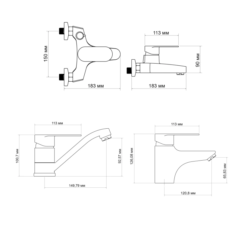 Набор смесителей Lidz Tani (001F1+006+002M)