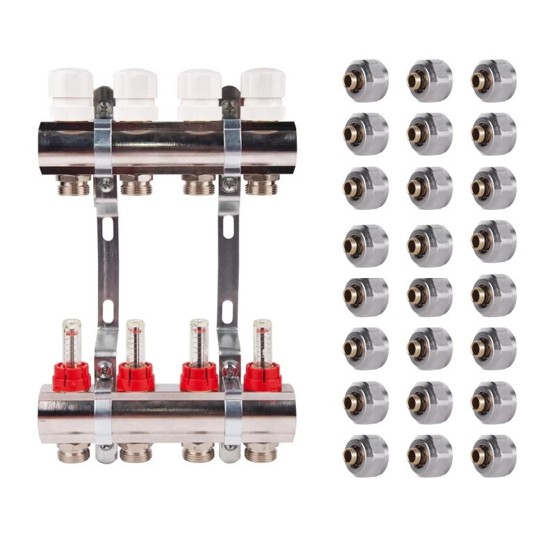 Комплект: SD Колектор с витратомірами 1"х12 SD235W12 + SD Євроконус 3/4'' 16 х 2мм SD346