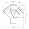 Хрестовина каналізаційна TA Sewage 50, 45°