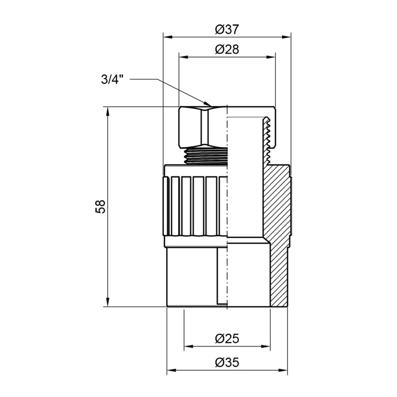 Муфта PPR Alfa Plast с накидной гайкой 25х3/4" ВР