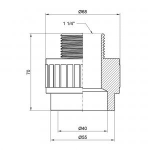 Муфта PPR Alfa Plast 40х1" 1/4 ЗР