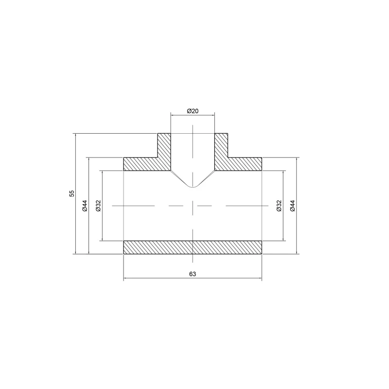 Тройник PPR Alfa Plast 32х20х32