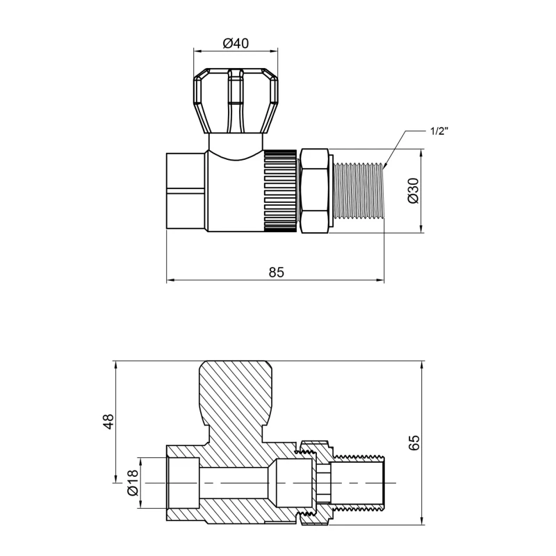 Кран шаровой радиаторный PPR Alfa Plast 20х1/2" прямой