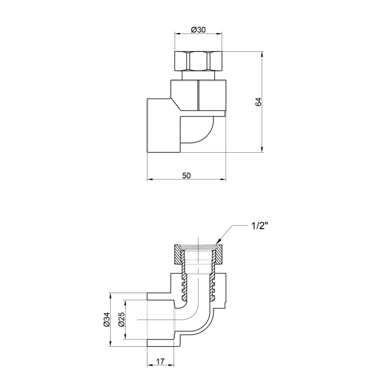 Уголок PPR Alfa Plast с накидной гайкой 25х3/4"