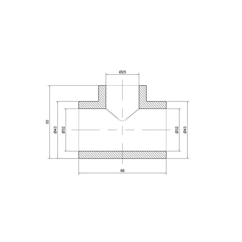 Тройник PPR Alfa Plast 32х25х32