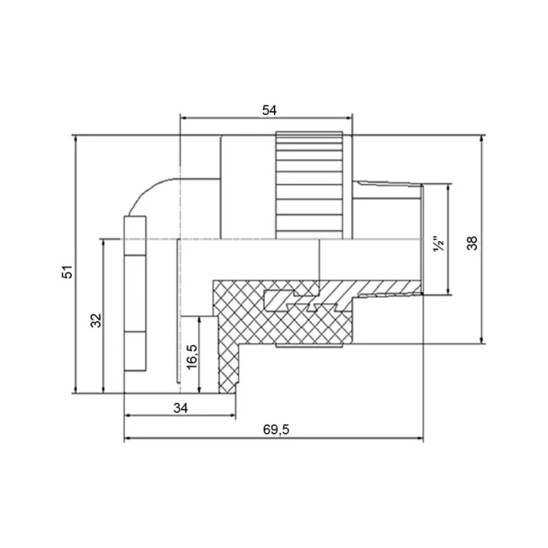 Уголок PPR Blue Ocean настенный с креплением 25х1/2", 90° НР