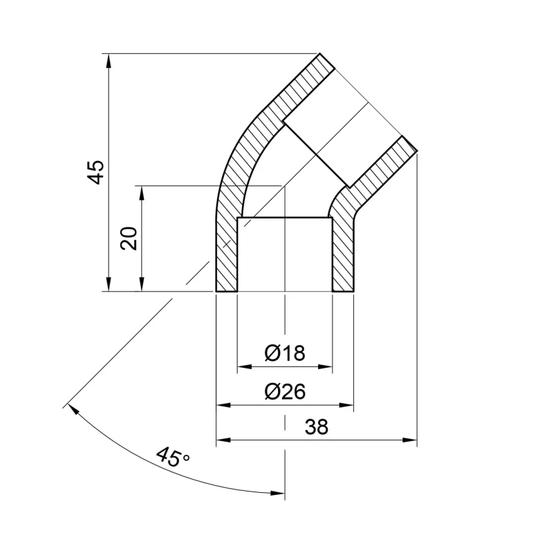 Уголок PPR Alfa Plast 20, 45°