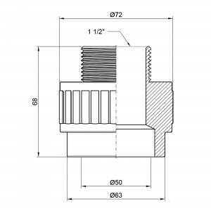 Муфта PPR Alfa Plast 50х1" 1/2 ЗР