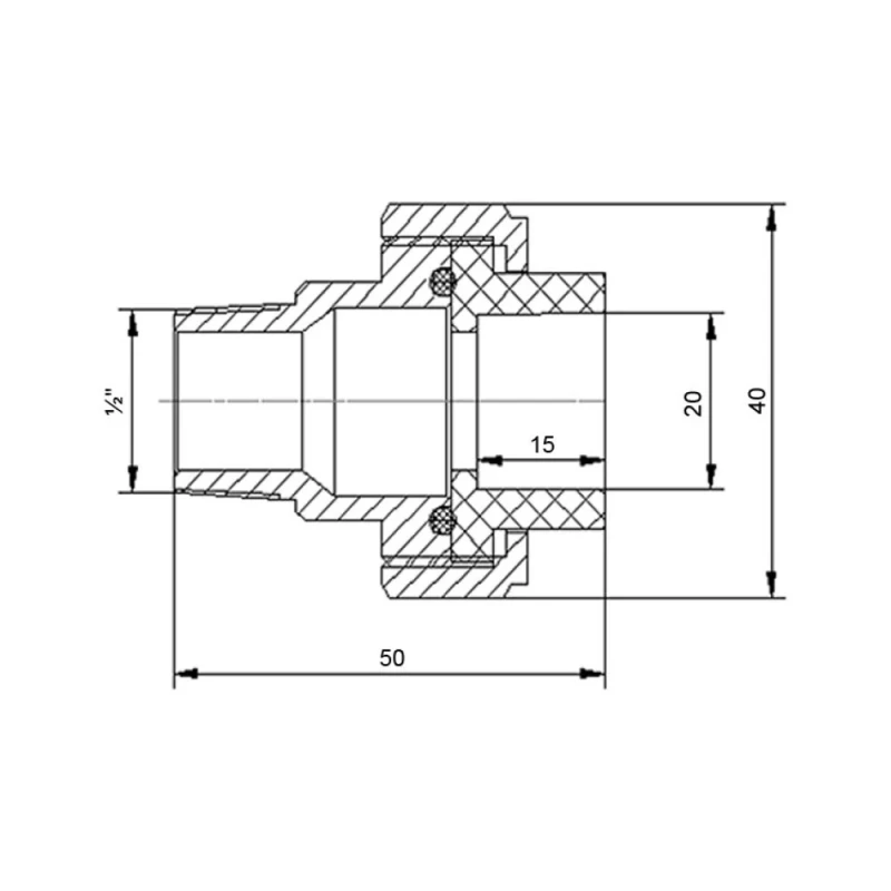 Американка PPR з латуною вставкою Blue Ocean 20х1/2" ЗР