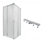 QT Душевая кабина PRESTO CRM1099SP5, квадрат, 90x90, стекло 5мм Pear + QT Dry FA304-700 Линейный трап, акционный набор