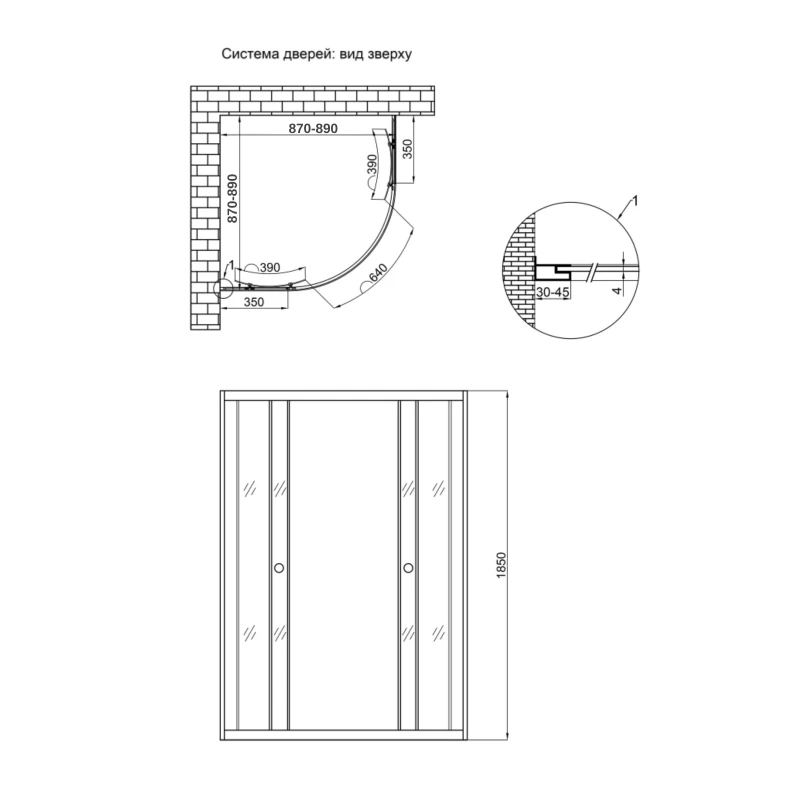 Душова кабіна Lidz Wieza SC90x90.SAT.LOW.L, скло Linie 4 мм без піддона