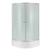 Душова кабіна Latwa SC90x90.SAT.MID.FR полукругла, скло Frost 4 мм + Душовий піддон KAPIELKA ST90x90x26, з панеллю Lidz