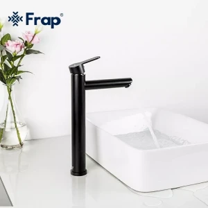 Смеситель для умывальника FRAP F10801-62 высокий черный