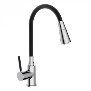 Смеситель для кухни FRAP F4044 с гибким изливом двухцветный черный/хром с двумя режимами